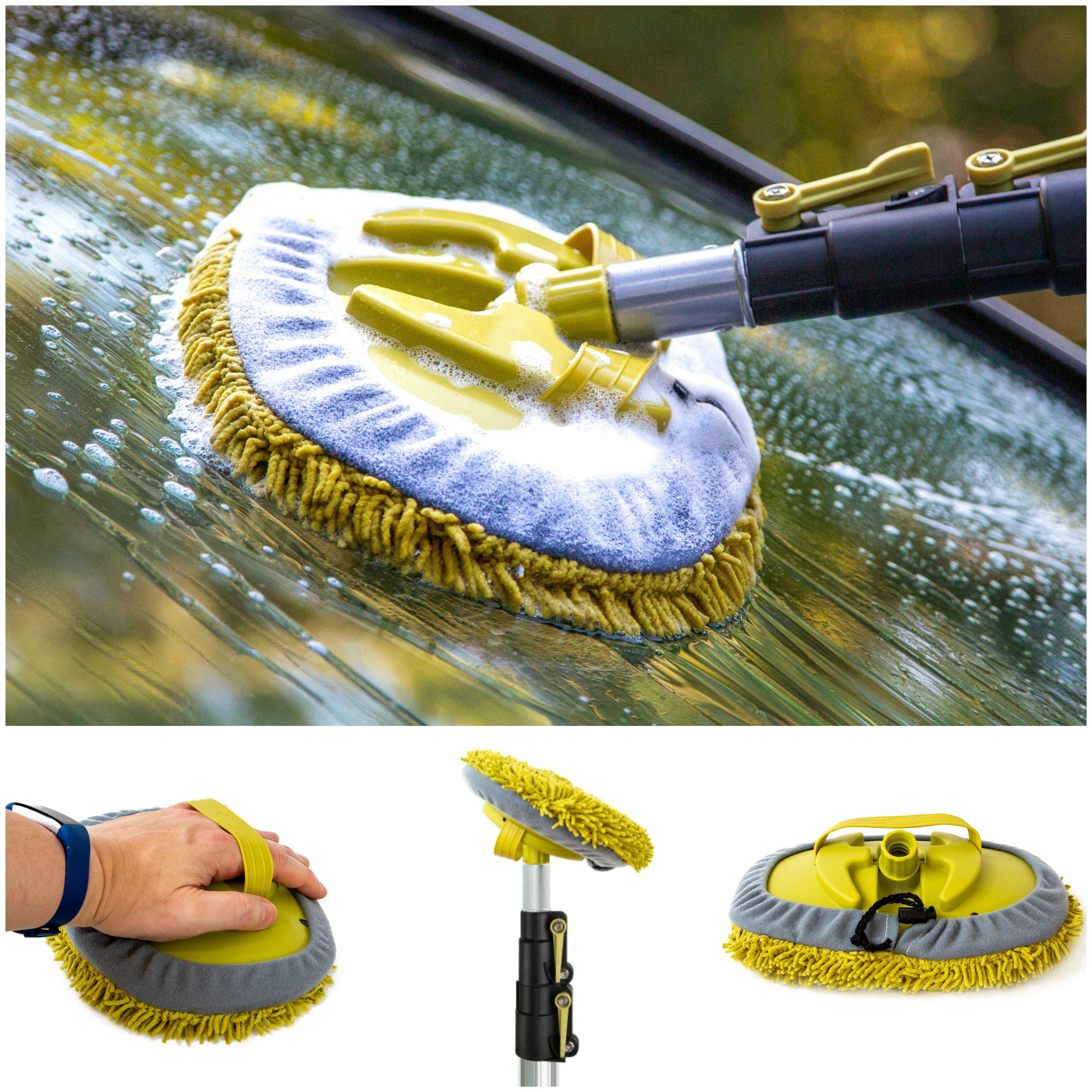 DocaPole Car Cleaning Kit: Car Wash Kit with 5-12’ Extension Pole & Soft  Brush, Car Squeegee, Car Wash Mitt (2X), Microfiber Cleaning Head