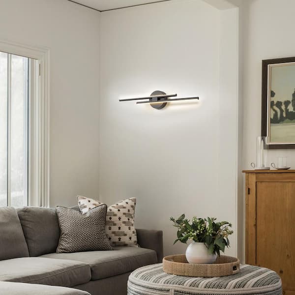 Bourget 23.61 in. 2-Light Black LED Vanity Light Bar with 3000K for Bathroom, Bedroom, Living Room