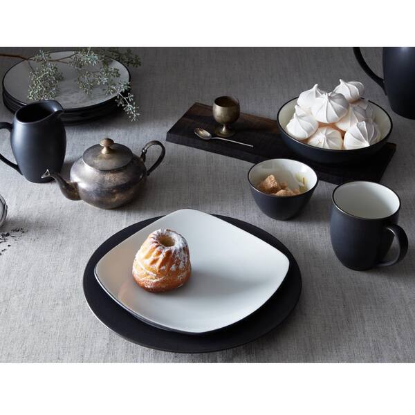 Colorwave Graphite Black Stoneware Square Dinner Plate 10-3/4 in. (Set of 4)