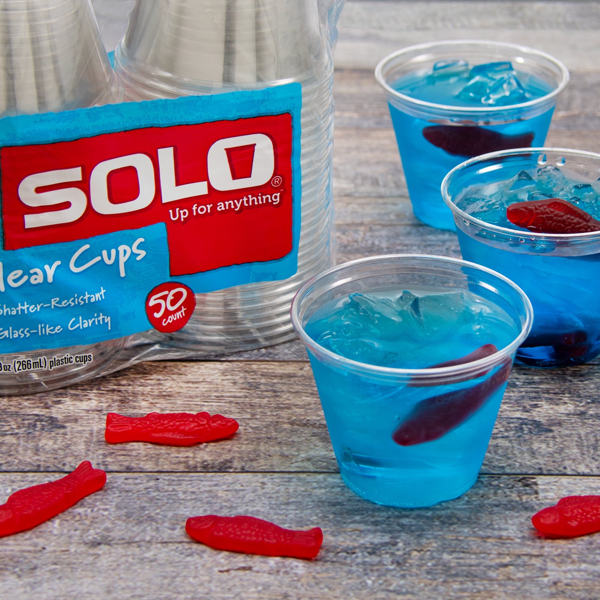Solo Disposable Plastic Cups, Clear, 9oz, 50 Count