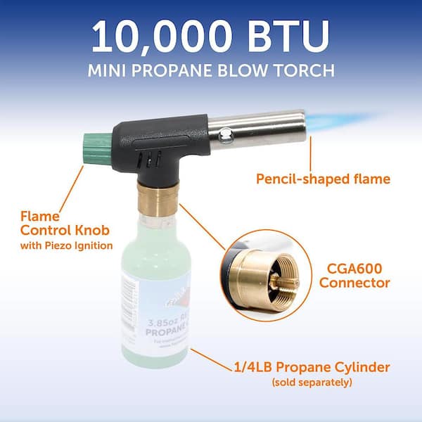 Mini Propane Blow Torch Head 10K BTU for Kitchen, Soldering, Searing, Charcoal/Fire Pit Lighting