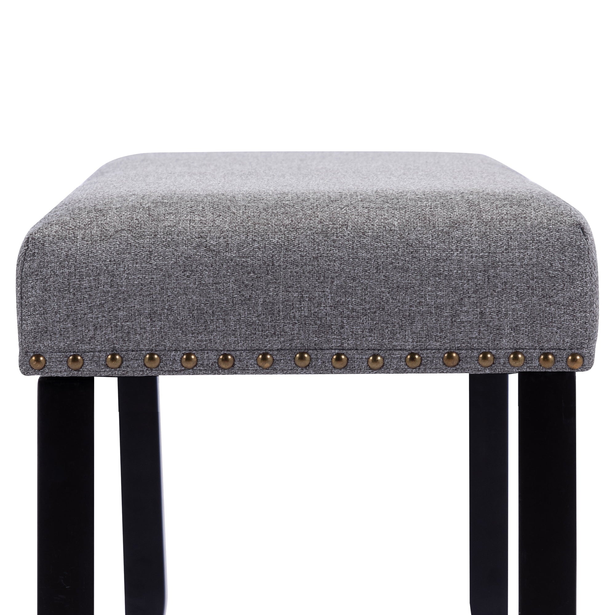 Duhome Upholstered Bench with Nailhead Trim, Dining Bench Entryway Bench End of Bed Bench Footstool with Wood Legs, Linen Gray