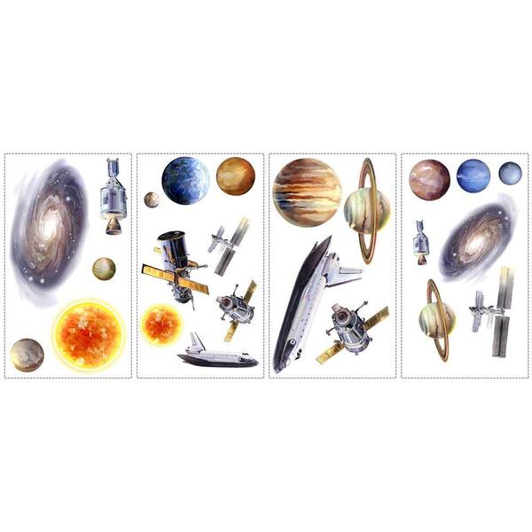 10 in. x 18 in Space Travel 24-Piece Peel and Stick Wall Decals