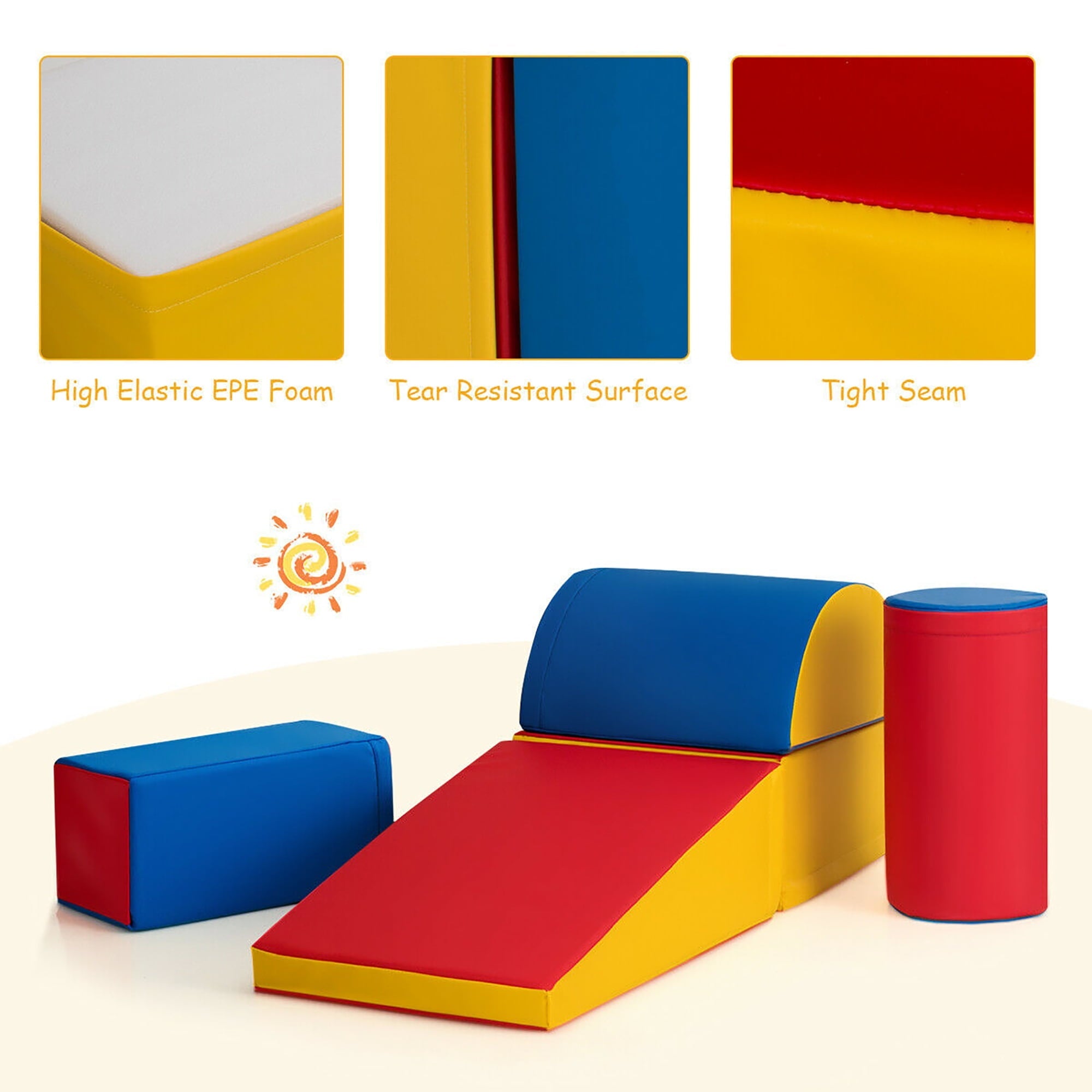 5 Piece Climb and Crawl Foam Activity Play Set,Safe Active Climbing,Lightweight Interactive Set