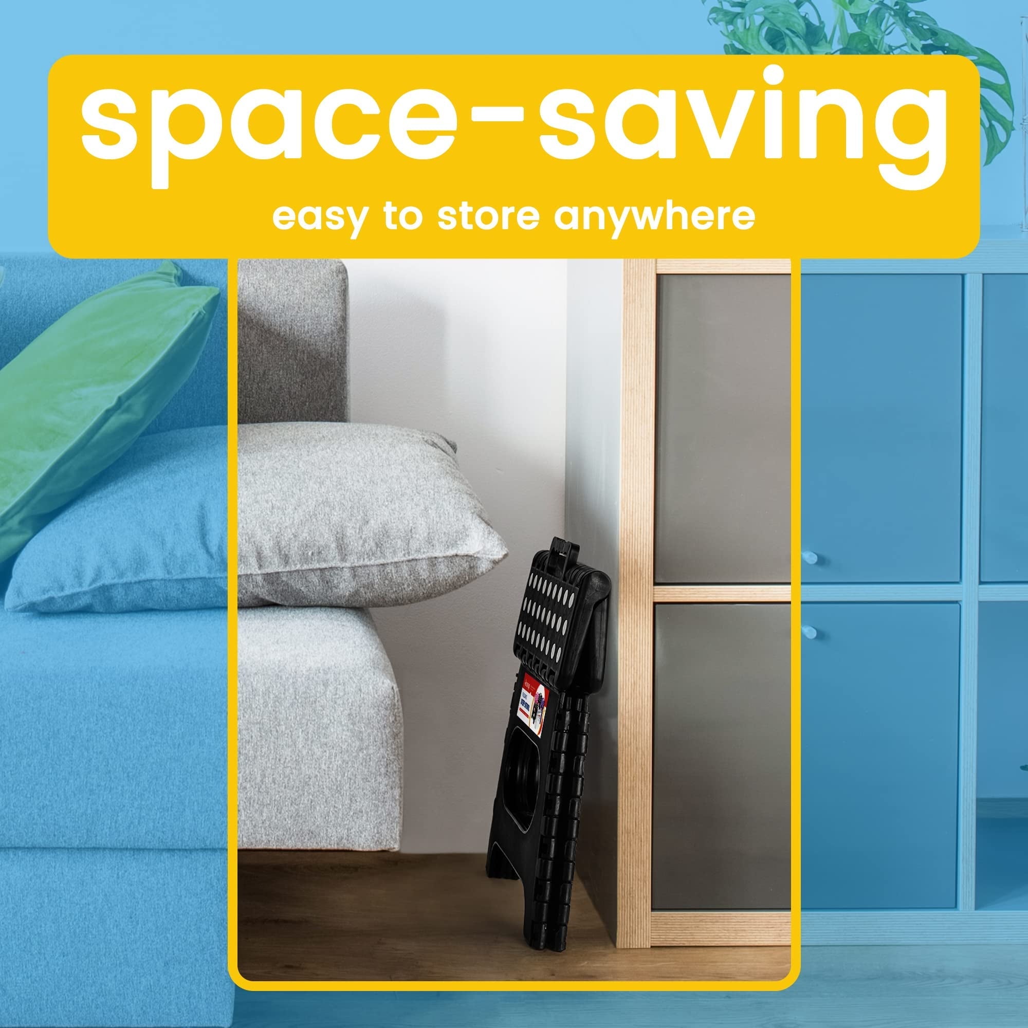 ACSTEP Step Stool 11 Inch,Tall Kids Folding Step Stool, Plastic Step Stools with Non-Slip Surface,Black