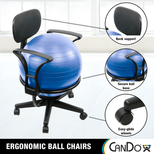 Metal Ball Chair - Inflatable Ergonomic Active Seating Exercise Ball Chair with