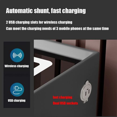 Bedside tables Nightstand With Fingerprint Lock Drawer, Smart Nightstand