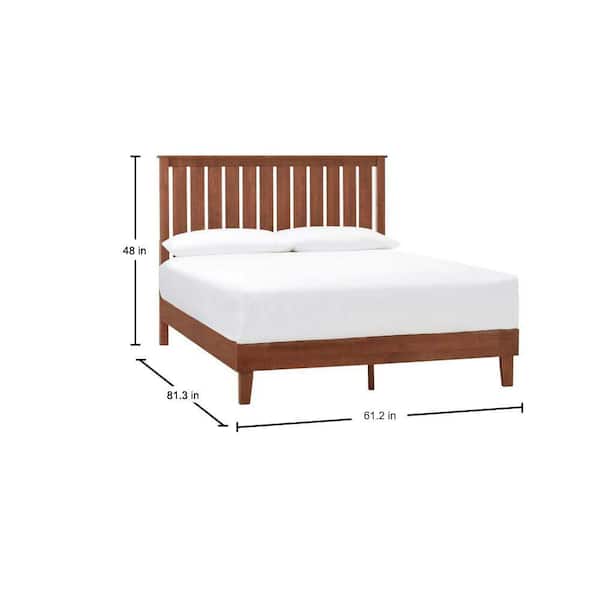 Gatestone Queen Walnut Brown Wood Bed with Vertical Slats (61 in. W x 48 in. H)