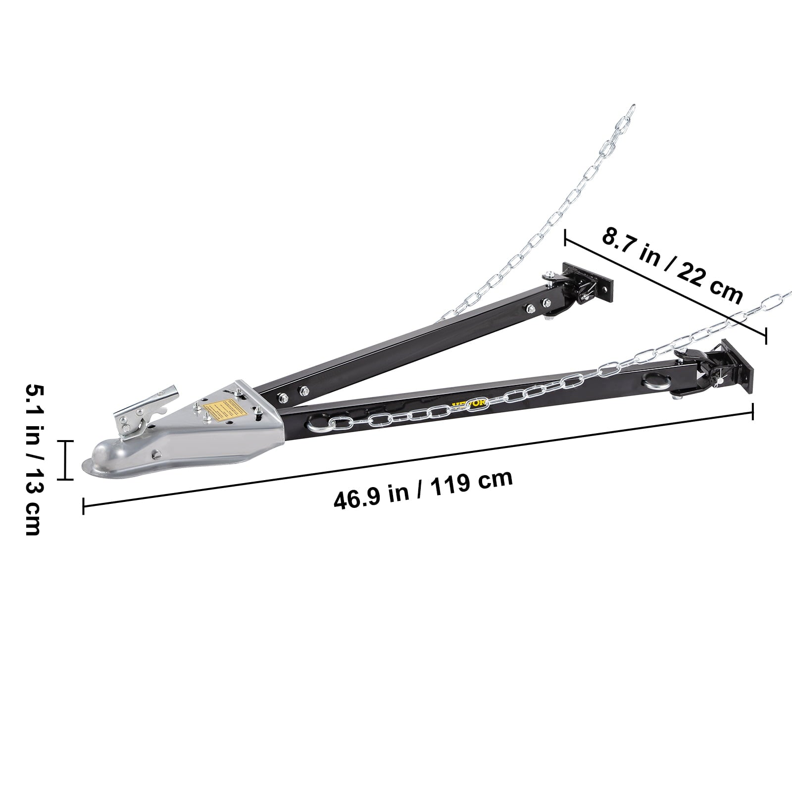 BENTISM Adjustable Tow Bar Bumper Mount Tow Bar 5000lbs Fit 2'' Ball w/ Chains