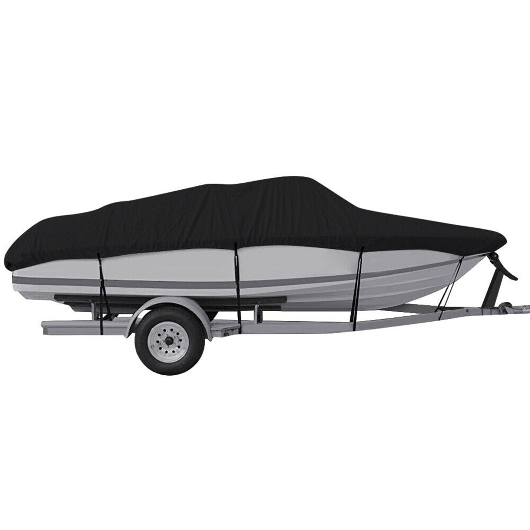 munirater Waterproof Heavy Duty 210D Boat Cover Trailerable Fishing Ski Bass V-Hull Tri-Hull Runabouts Black