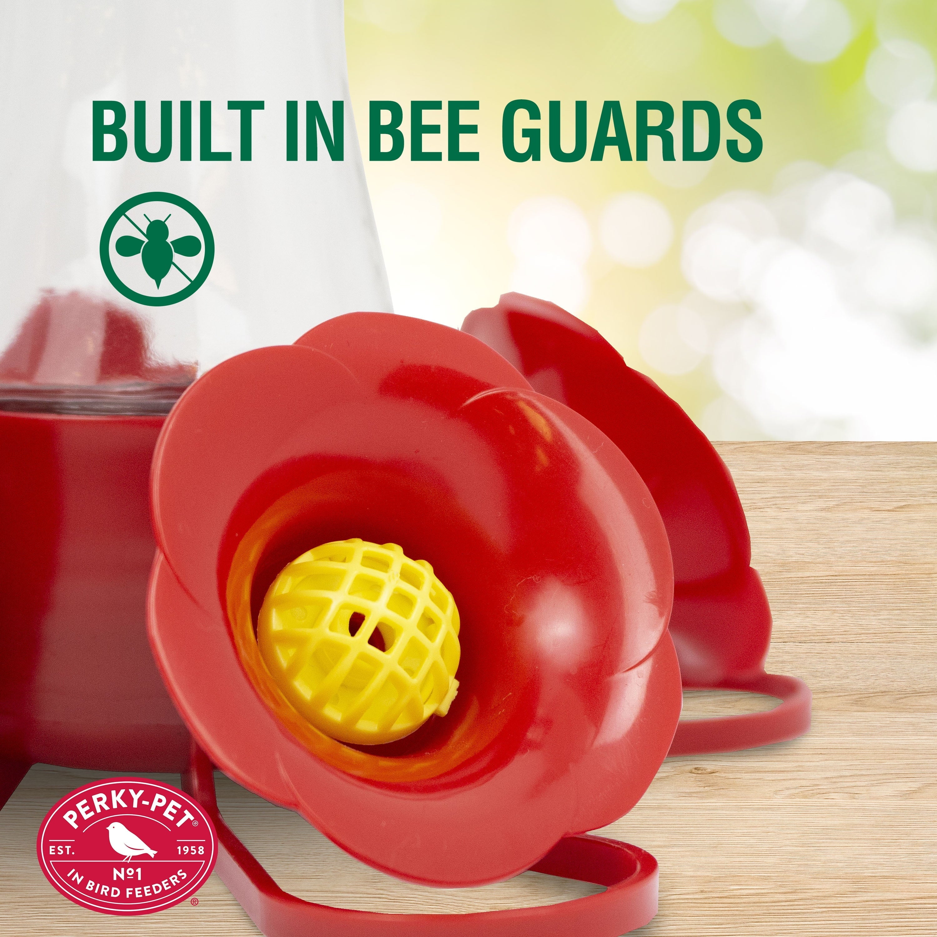 Perky-Pet 8 oz Pinch Waist Glass Hummingbird Feeder, Red