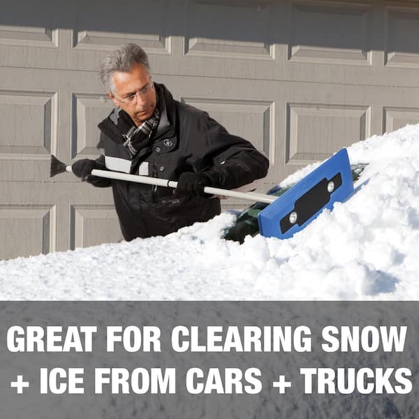 18 in. 4-in-1 Telescoping Snow Broom and Ice Scraper with Headlights