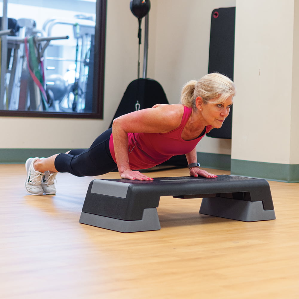 Body Sport Aerobic Fitness Step, Gray/Black – Step Aerobics Platform – Workout Equipment