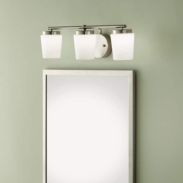 Jackson Park 22 in. 3-Light Brushed Nickel Integrated LED Bathroom Vanity Light Bar with Frosted Glass