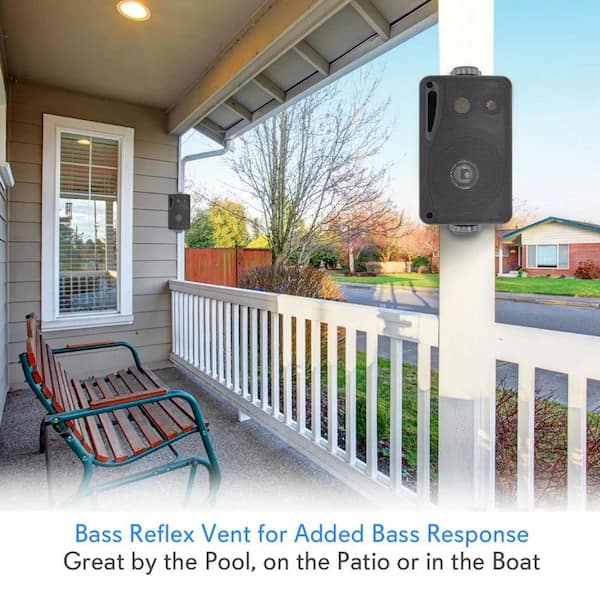 3.5 in. 3-Way Weatherproof Marine Audio Speakers, Black (2-Pair)