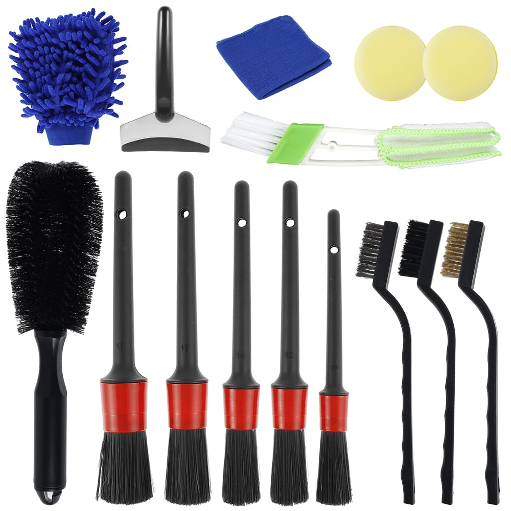 EUWBSSR 15Pcs Car Detailing Brush Kit PP Hair Detail Brush Set Automotive Detailing for in Car Dust Cleaning Wheels Engine Emblems Air Vents