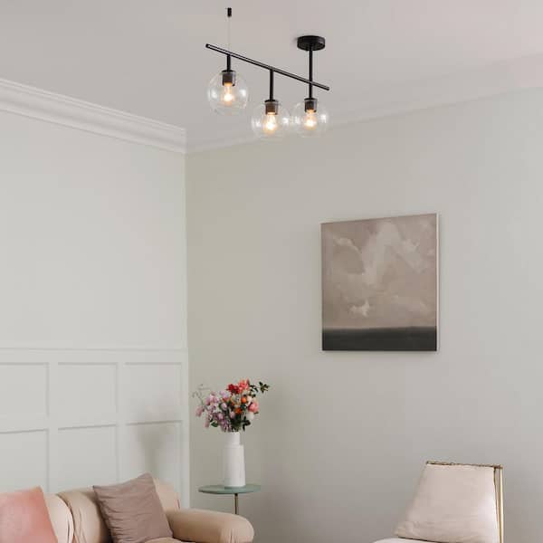 2.3 ft. 3-Light Matte Black Fixed Track Lighting Kit