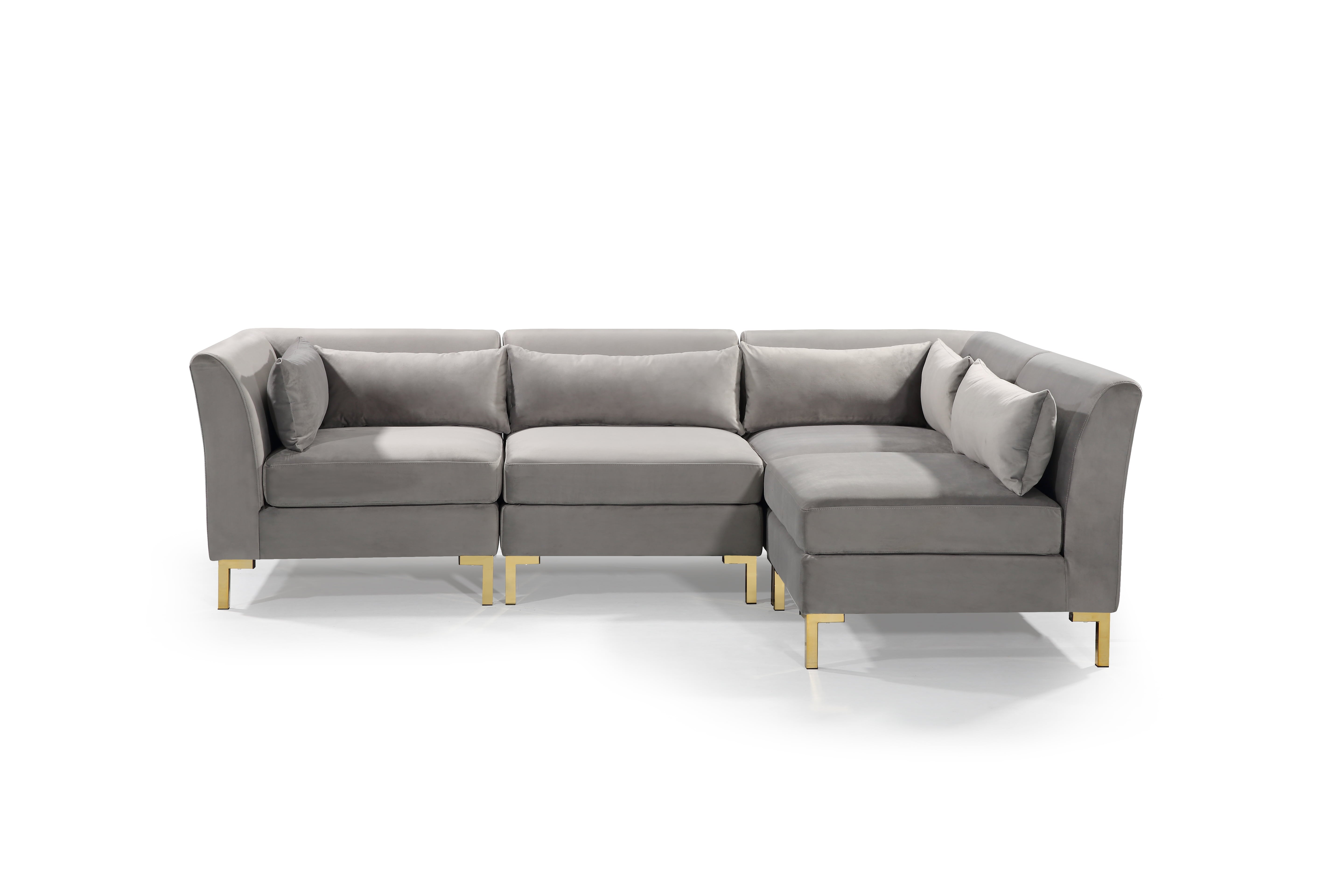 Chic Home Guison Sectional Sofa, Grey Velvet