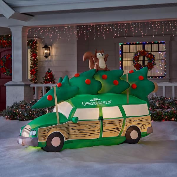 8.5 ft. W LED Station Wagon with Tree Inflatable