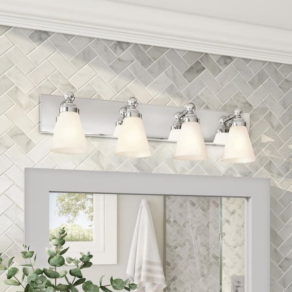 Hudson 21.75 in. 3-Light Chrome Transitional Vanity with White Opal Glass Shades