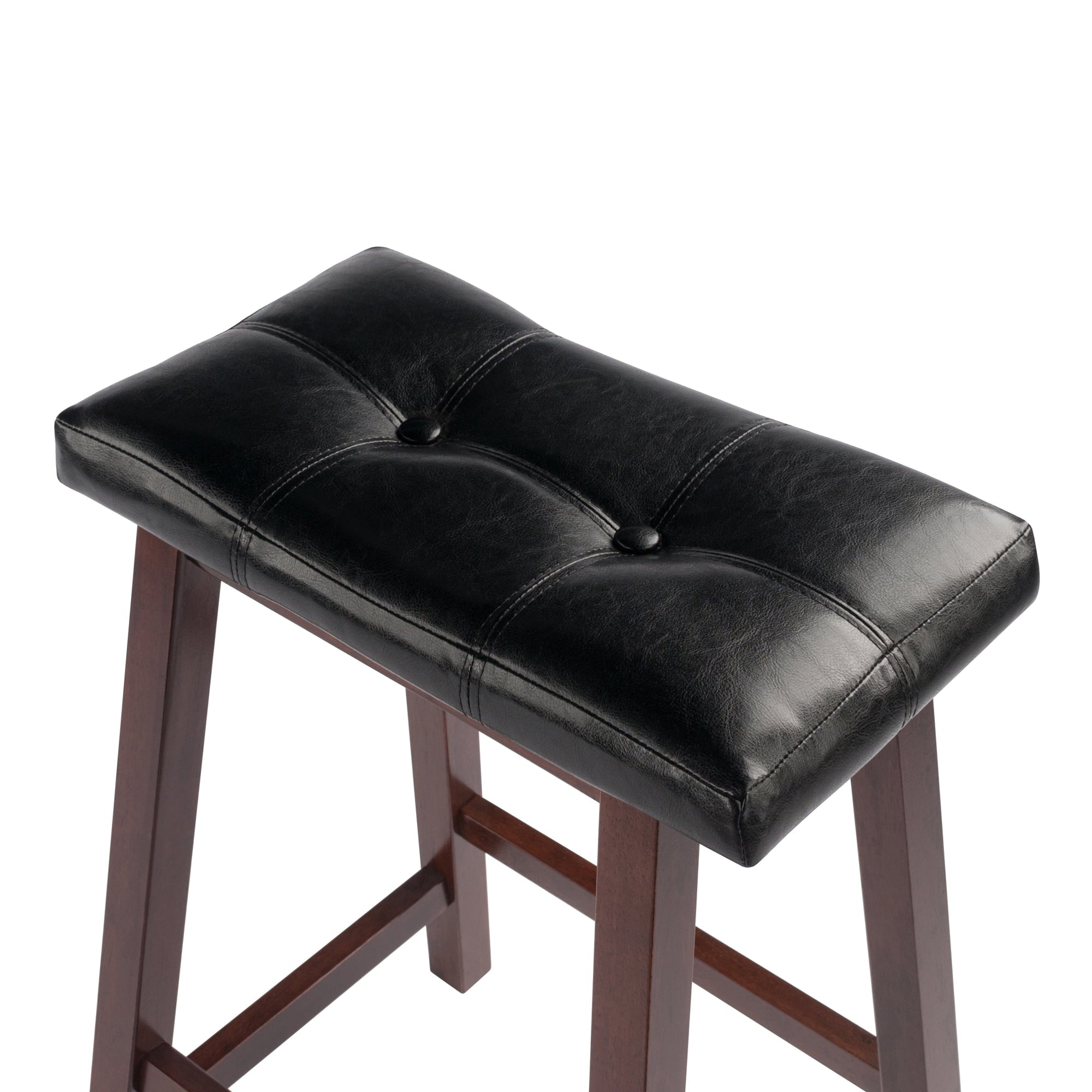 Winsome Wood Mona Cushion Saddle Seat Counter Stool, Black & Walnut