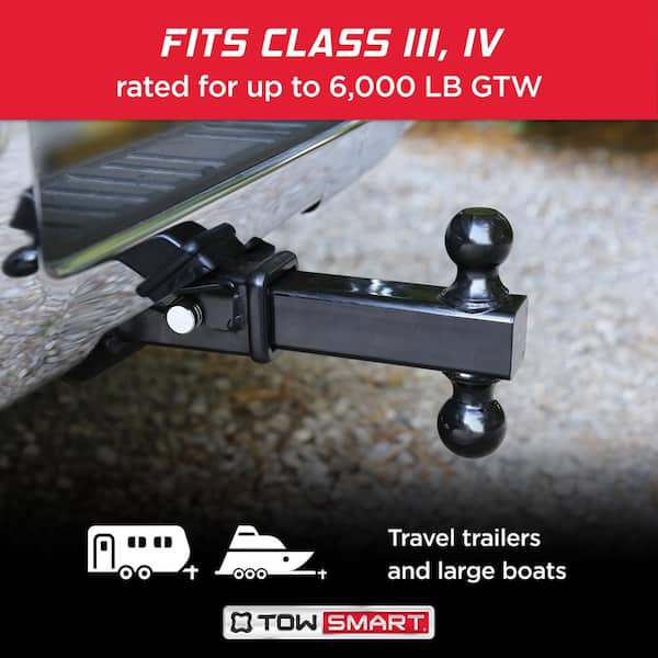 Class 2 Up to 6,000 lb. 1-7/8 in. and 2 in. Ball Diameters Dual Adjustable Trailer Hitch Ball Mount