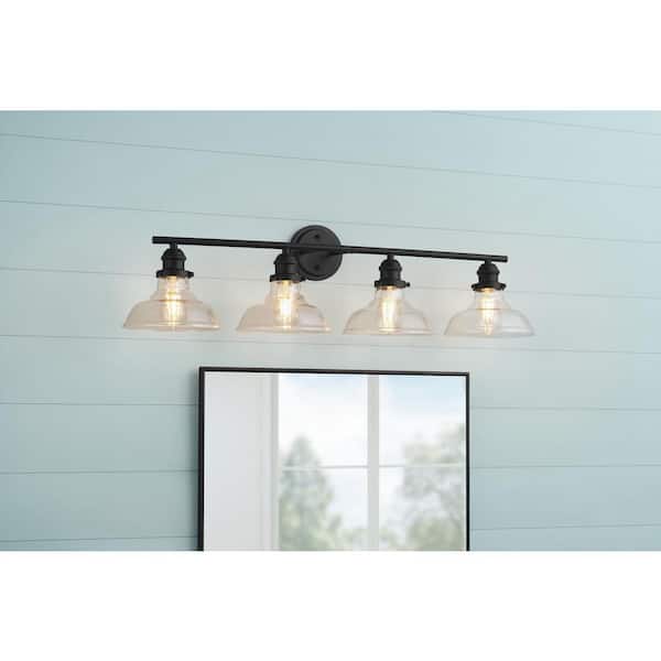 Rockwood 37 in. 4-Light Black Bathroom Vanity Light
