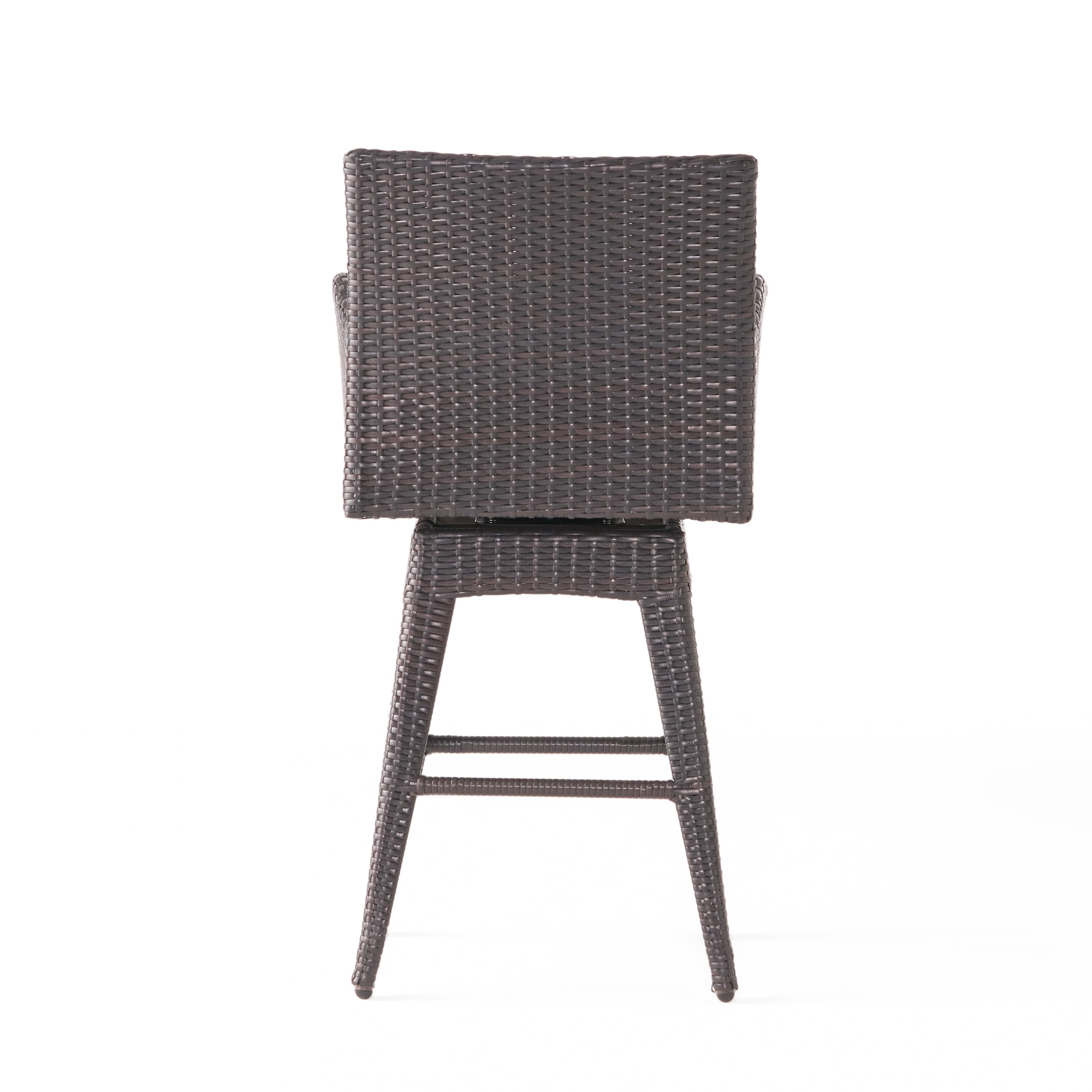 Brown Wicker Swivel Armed Barstool