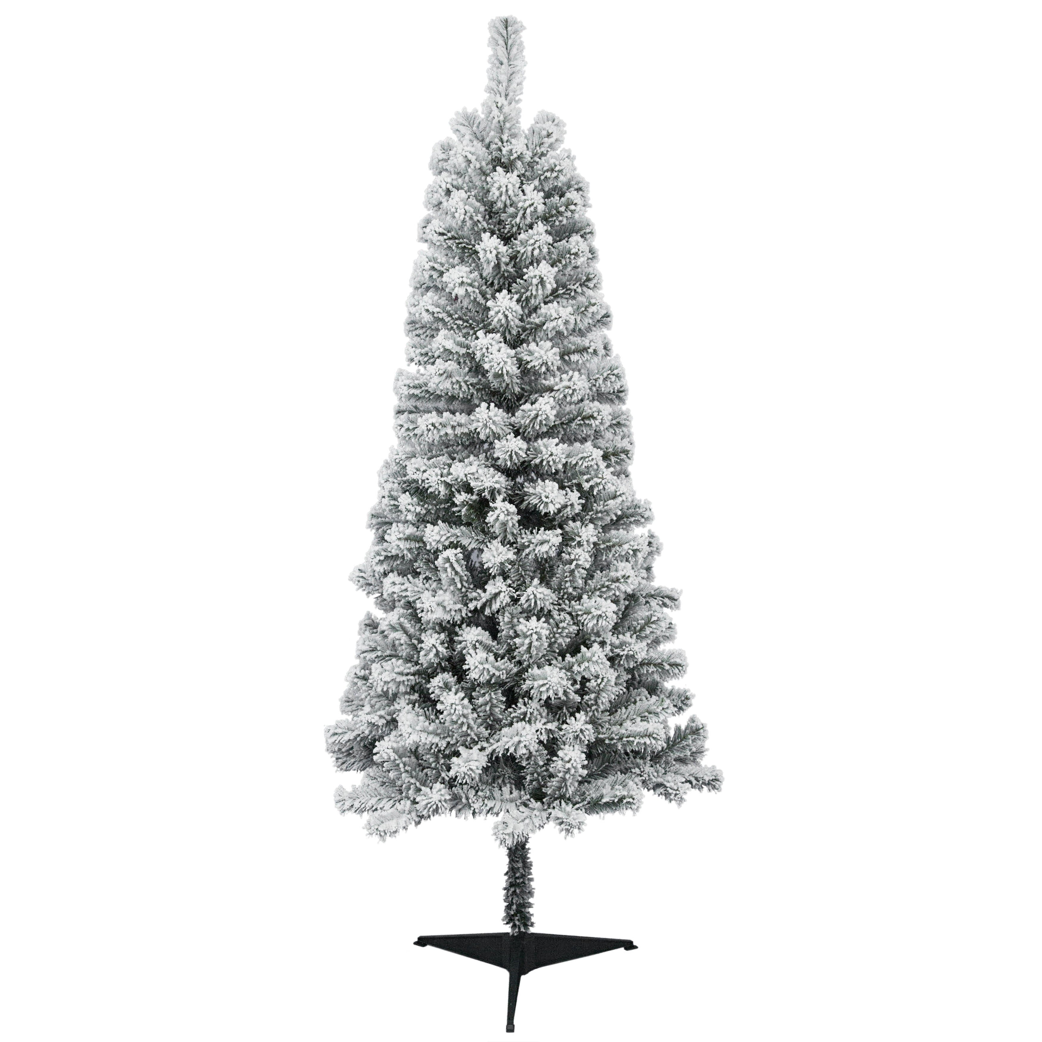 Unlit Flocked Pine Artificial Christmas Tree, 6 ft, by Holiday Time