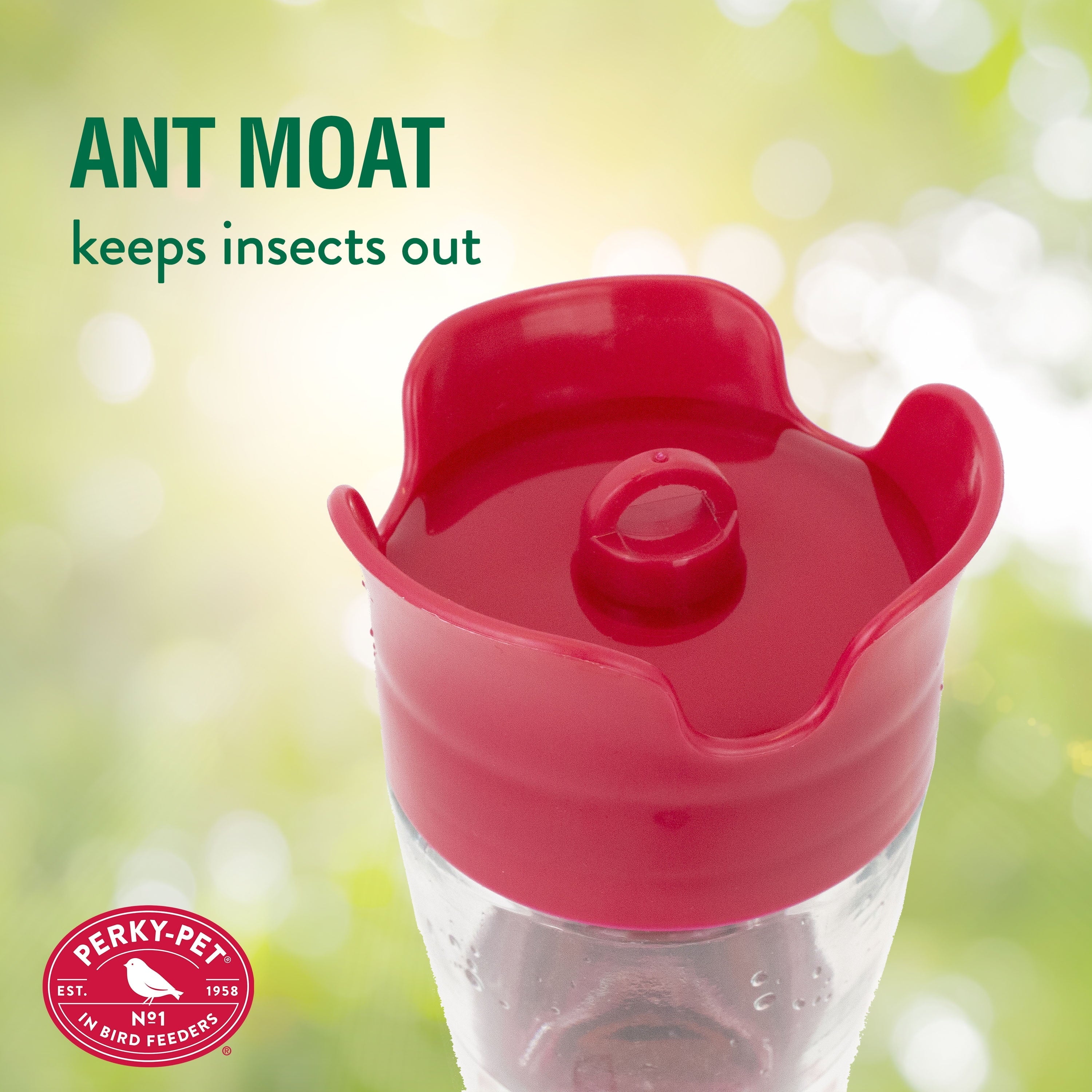 Perky-Pet 8 oz Pinch Waist Glass Hummingbird Feeder, Red