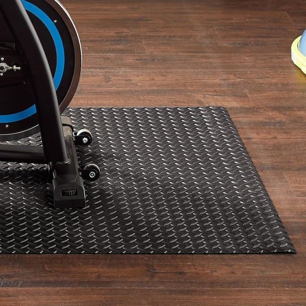 Black 3 ft. W x 6 ft. L Diamond Vinyl Fitness Equipment and Utility Mat (18 sq. ft.)