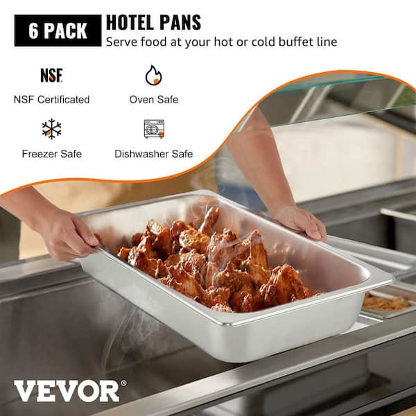 13.7 qt. Stainless Steel Steam Table Pans Full Size 20.9 x 12.8 x 3.9 in. Roasting Pans Hotel Pan for Broiling (6-Pack)