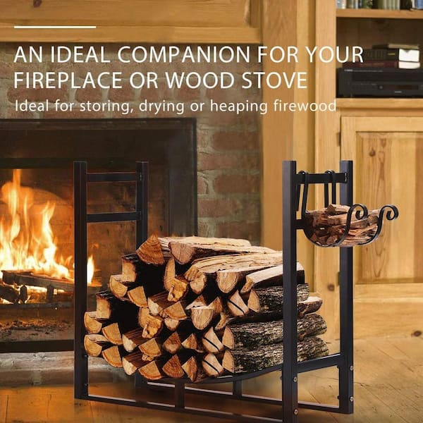 33 in. Heavy-Duty Indoor/Outdoor Firewood Rack with Kindling Holder