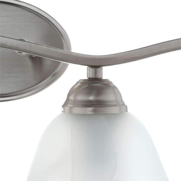 Andenne 34.3 in. 4-Light Transitional Brushed Nickel Bathroom Vanity Light Fixture with Marbleized Glass Shades