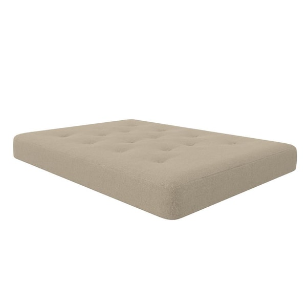 Cozey 8 in. Pocket Spring Coil Futon Mattress, Polyester Linen, Full, Sandy Beige