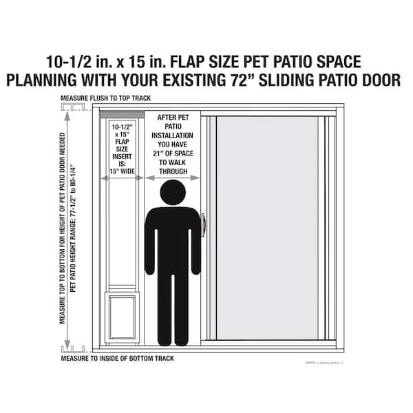 10.5 in. x 15 in. Large White Pet and Dog Patio Door Insert for 77.6 in. to 80.4 in. Aluminum Sliding Glass Door