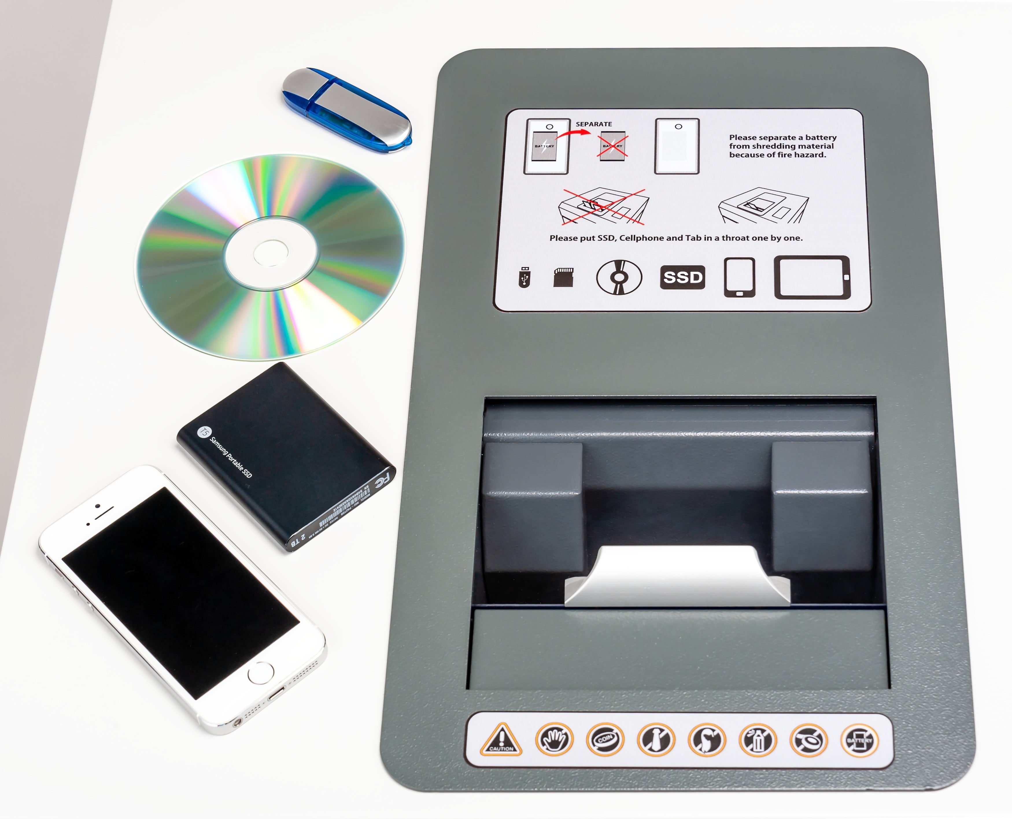 Dahle PowerTEC 808 MS Media Shredder, Destroys Cell Phones, Mini Tablets, SSDs & Flash Drives