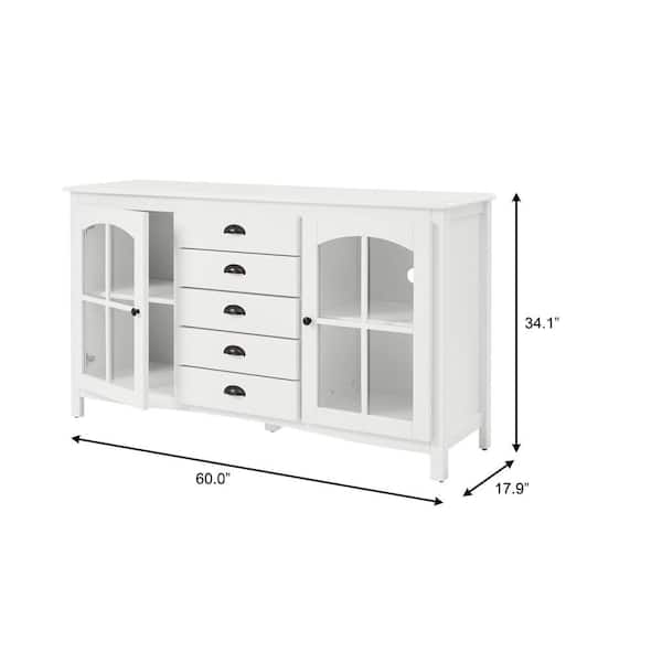 Glenwood Ivory Glass Door Buffet with Window Pane