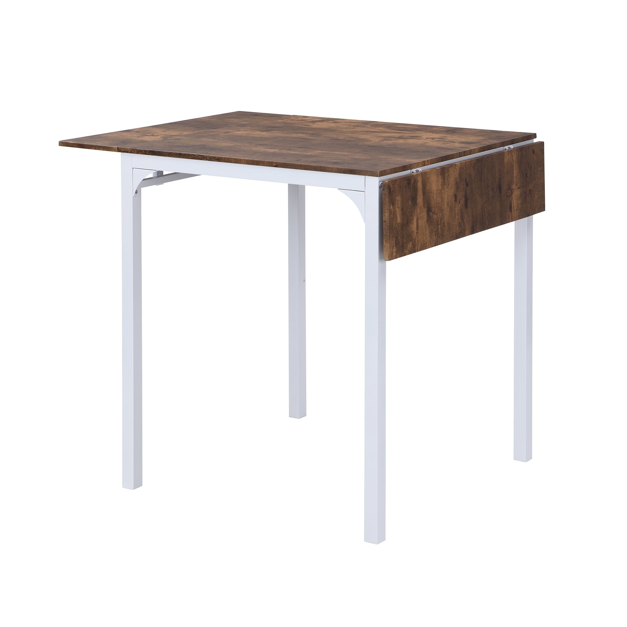 Paproos 5 Piece Dining Table Set, Brown Finish Dining Table and 4 Chairs Set, Counter Height Drop Leaf Dining Table and Chair Set for Dining Room Breakfast Nook, Space Saving Kitchen Dinette Set for 4