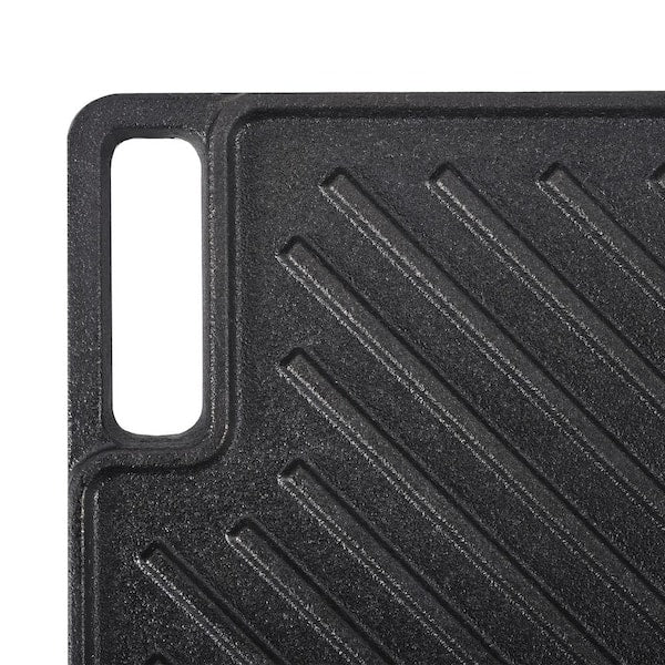 Reversible Grill/Griddle 9.7 x 16.7 in. Pre-Seasoned Cast Iron Griddle Rectangular Double Burner Griddle Pan Non-Stick