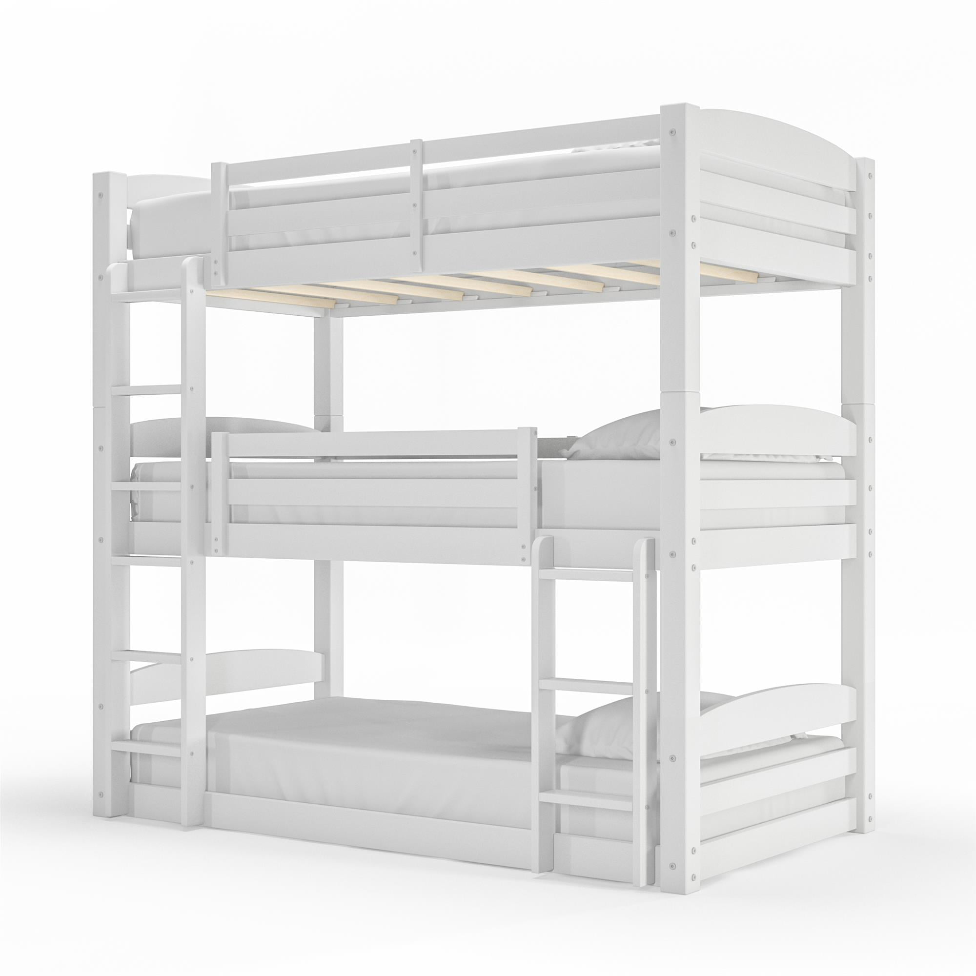 Better Homes and Gardens Tristan Kids' Convertible Triple Bunk Bed, Twin Over Twin Over Twin, White