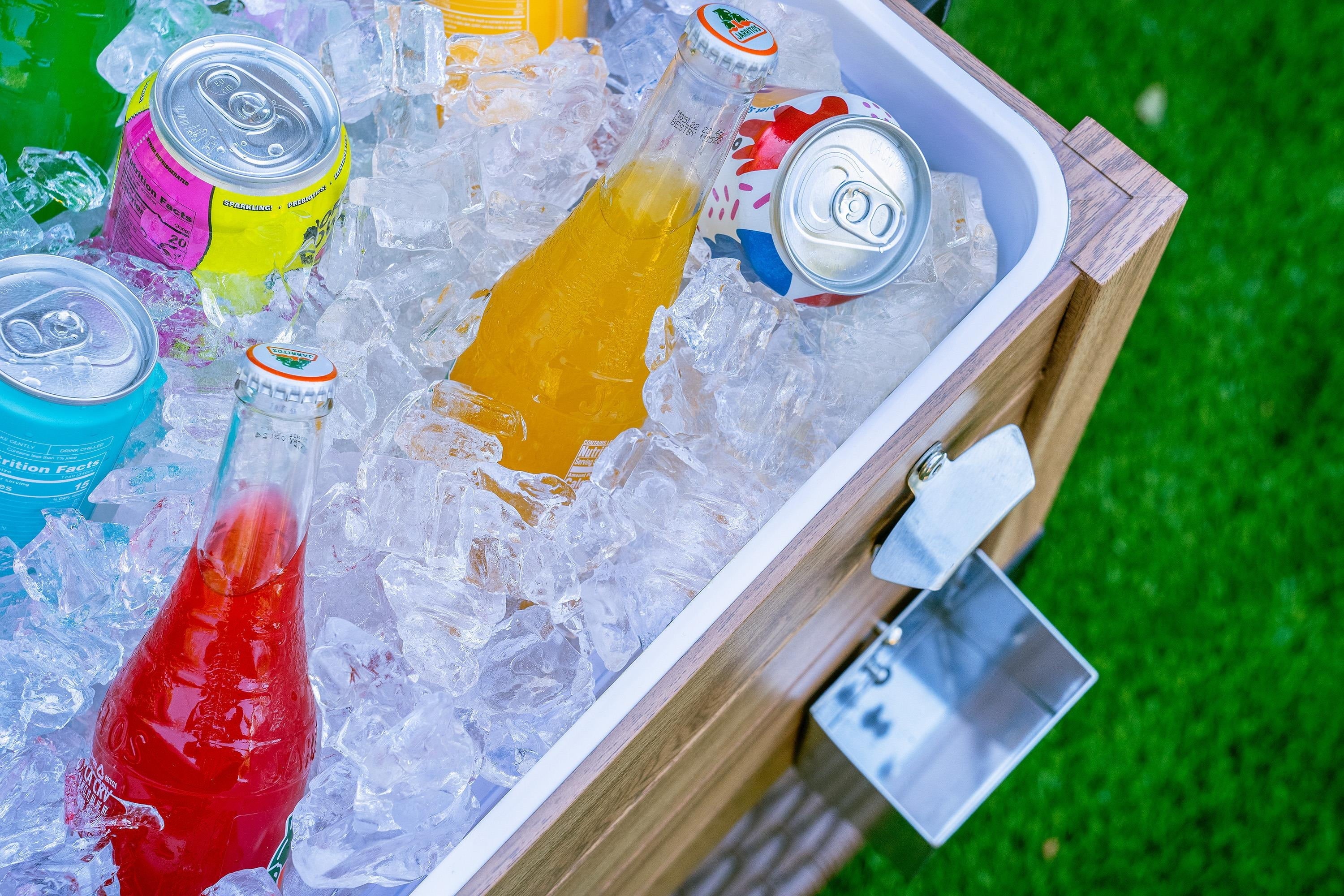 Permasteel 80-Qt Oak Wood Style Patio Cooler with Wicker Bottom