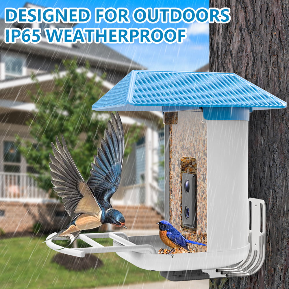 SEGMART Smart Bird Feeder with Camera, Solar Powered Bird Feeder Camera with AI Identify Bird Species - 11,000+ Birds, 1080P HD Camera Auto Capture Bird Video, App Notify When Birds Detected