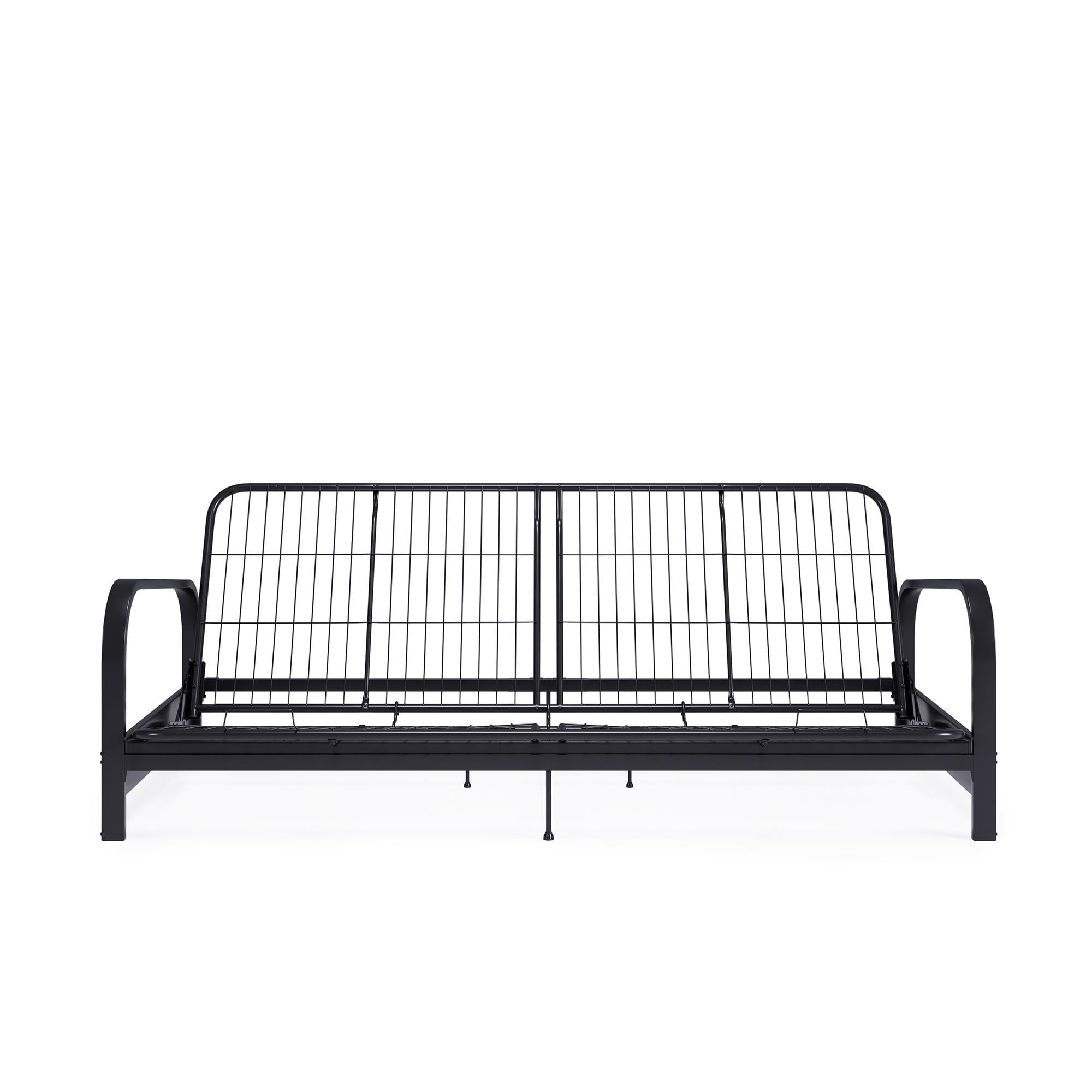 DHP College Metal Arm Futon, Black Frame with Gray Mattress