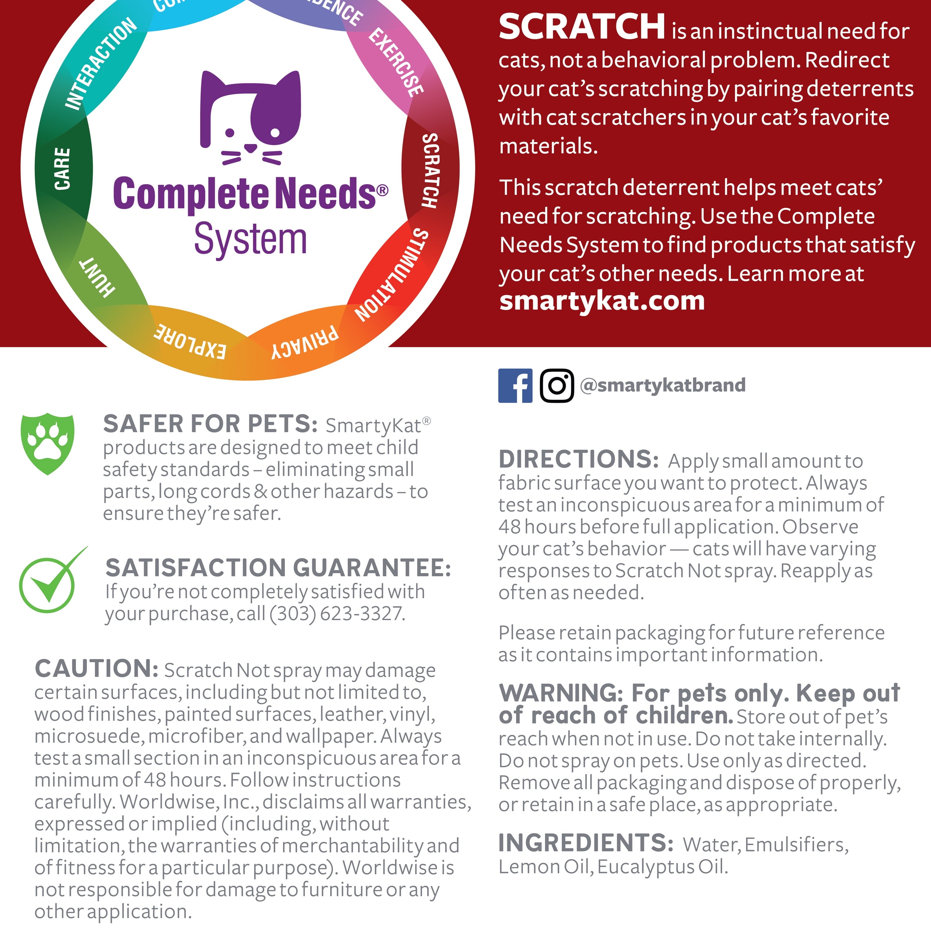 SmartyKat Scratch Not Cat Spray, Anti-Scratch Training & Scratch Deterrent Spray, 13.5 fl oz