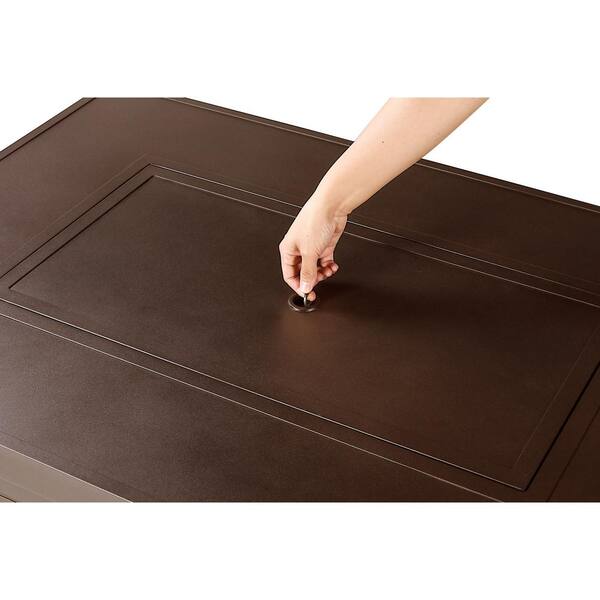 48 in. x 36 in. Brown Rectangular Aluminum Propane Fire Pit Table, Glass Beads, 2 Covers, Lid, 55,000 BTUs