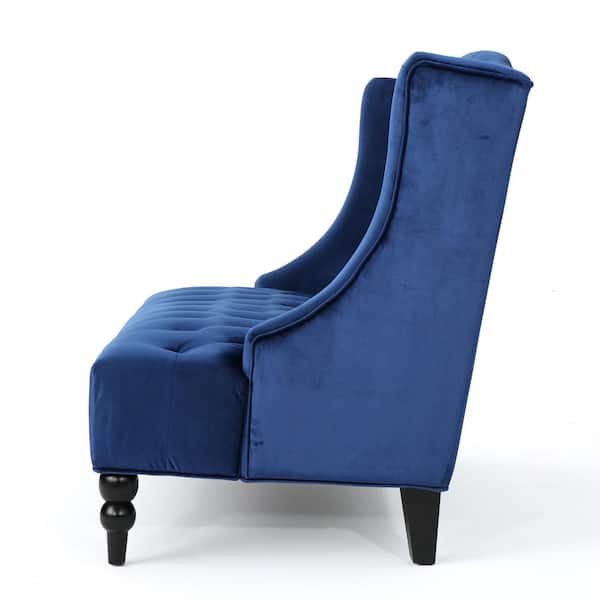 50.4 in. Navy Blue Tufted Velvet 2-Seater Armless Loveseat with High Back