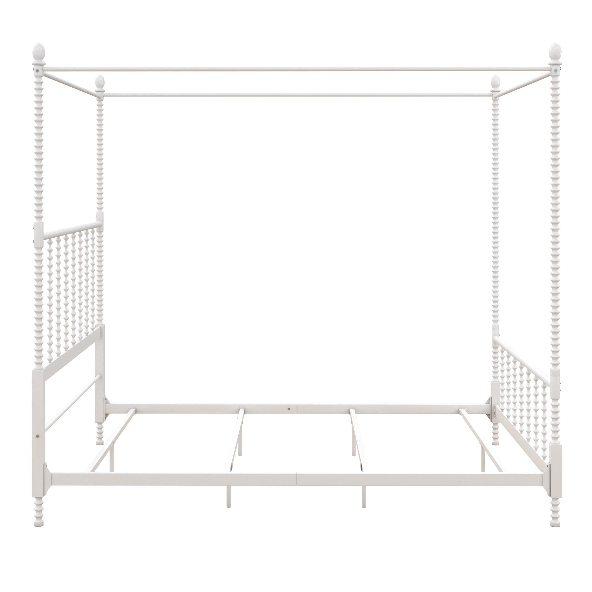DHP Jenny Lind Queen Canopy Poster Bed Frame, White