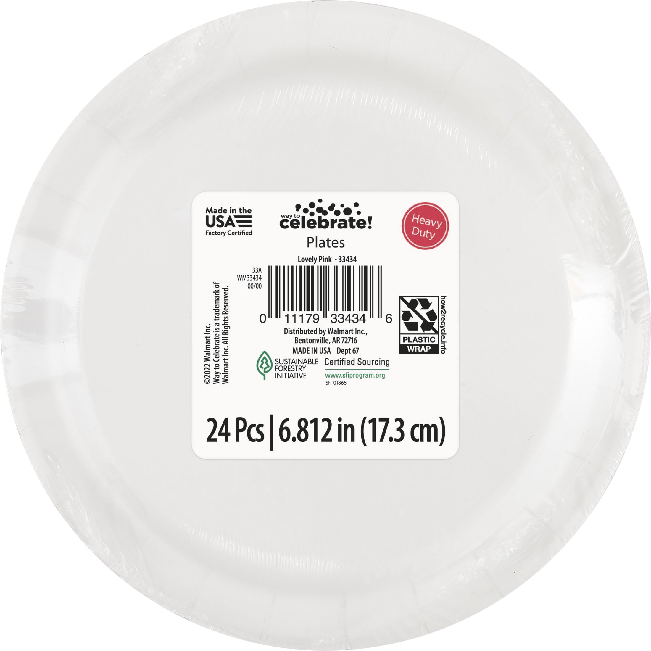 Way to Celebrate! Light Pink Paper Dessert Plates, 7in, 24ct