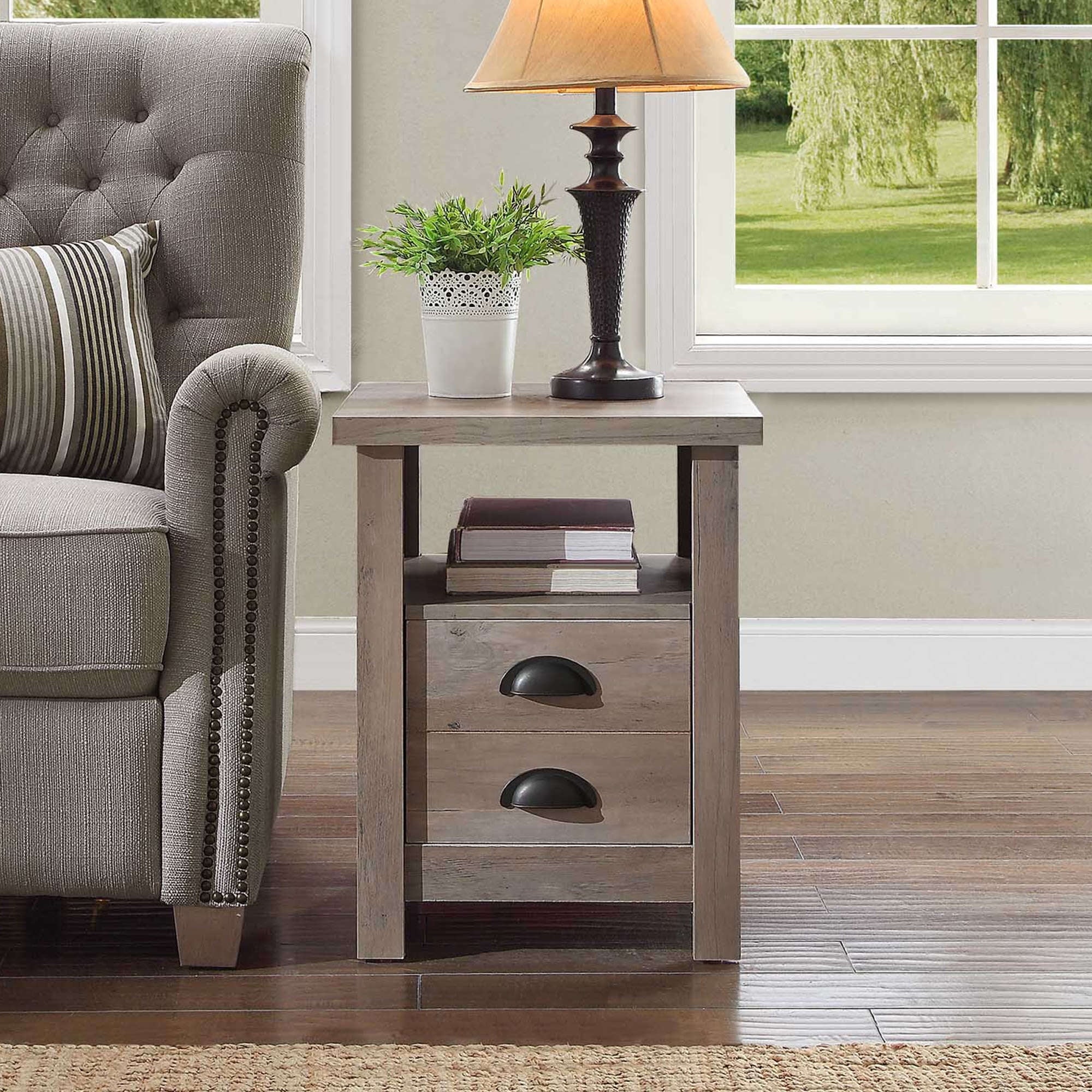 Better Homes & Gardens Granary Modern Farmhouse End Table, Rustic Gray